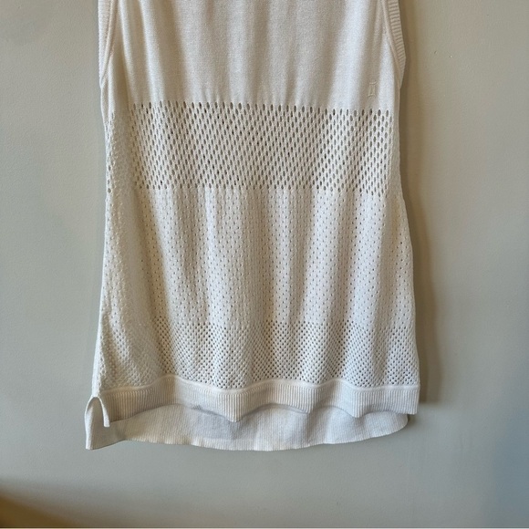 Kit & Ace-Open Knit Cream Long Sleeveless Lightweight Silk Cashmere Blend Vest - Picture 8 of 11